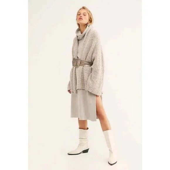 Free People Bff Oversized Chunky Boucle Knit Sweater Cardigan - Picture 2 of 6